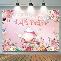 Lofaris Lets Partea Pink Floral Spring Party Time Backdrop