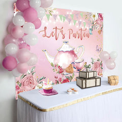 Lofaris Lets Partea Pink Floral Spring Party Time Backdrop