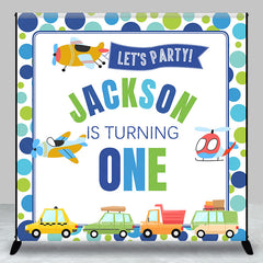 Lofaris Lets Party Plane Custom Name 1st Birthday Backdrop