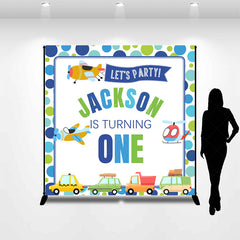 Lofaris Lets Party Plane Custom Name 1st Birthday Backdrop