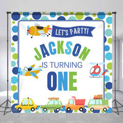 Lofaris Lets Party Plane Custom Name 1st Birthday Backdrop