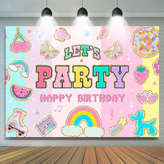 Lofaris Lets Party Stripe Happy Birthday Backdrop For Girl