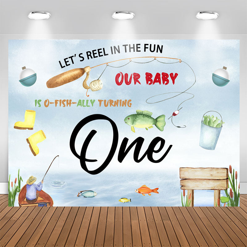 Fishing 1st Birthday Decorations, Our Little Man Is The Big One Backdrop  Gone Fishing Balloon Garland Arch Kit Retro for Boys O Fishally One First Birthday  Party Supplies 