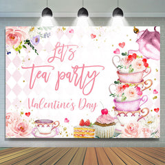 Lofaris Lets Tea Party Dessert Pink Valentines Day Backdrop