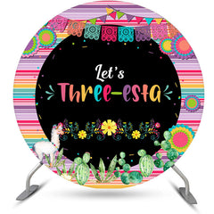 Lofaris Lets Three Esta Floral Round 3rd Birthday Backdrop