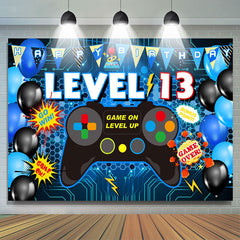 Lofaris Level 13 Game On Gamepad Balloon Birthday Backdrop