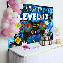 Lofaris Level 13 Game On Gamepad Balloon Birthday Backdrop