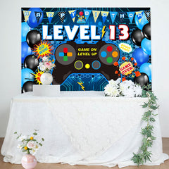 Lofaris Level 13 Game On Gamepad Balloon Birthday Backdrop