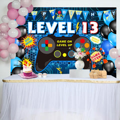 Lofaris Level 13 Game On Gamepad Balloon Birthday Backdrop