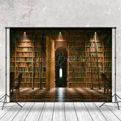 Lofaris Library Bookcase Arch Vintage Wall Photo Backdrop