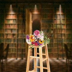 Lofaris Library Bookcase Arch Vintage Wall Photo Backdrop