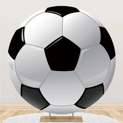 Lofaris Lifelike Black White Football Simple Circle Backdrop