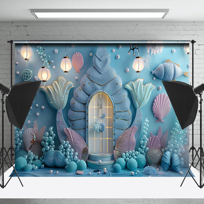 Lofaris Light Blue Arch Door Mermaid Cake Smash Backdrop