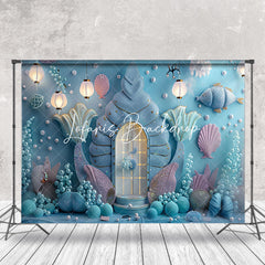 Lofaris Light Blue Arch Door Mermaid Cake Smash Backdrop