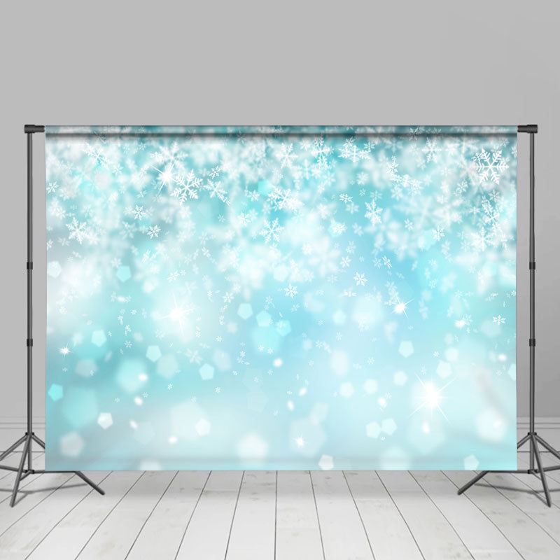 Lofaris Light Blue Glitter Snowflake Christmas Photo Backdrop