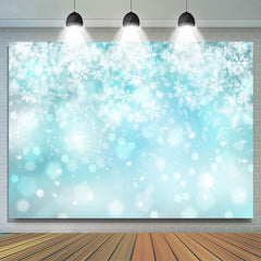 Lofaris Light Blue Glitter Snowflake Christmas Photo Backdrop
