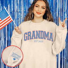 Lofaris Light Blue Grandma Est Letters Custom Sweatshirt