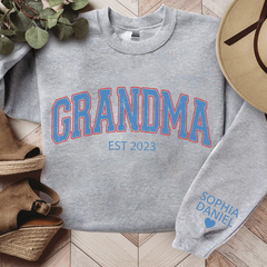 Lofaris Light Blue Grandma Est Letters Custom Sweatshirt