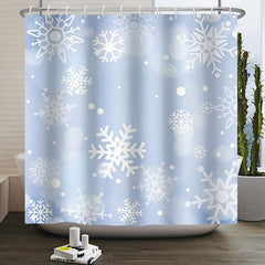 Lofaris Light Blue Snowflake Bokeh Christmas Shower Curtain