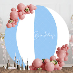 Lofaris Light Blue White Stripe Ball Round Birthday Backdrop