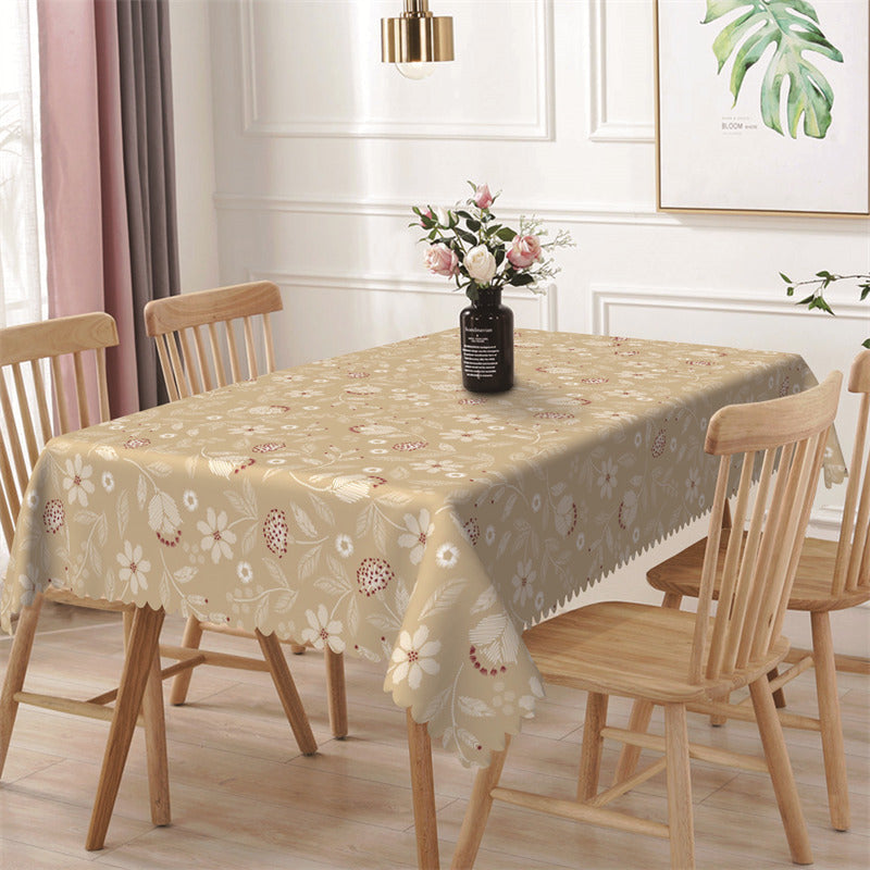 Lofaris Light Brown Dandelion Floral Rectangle Tablecloth