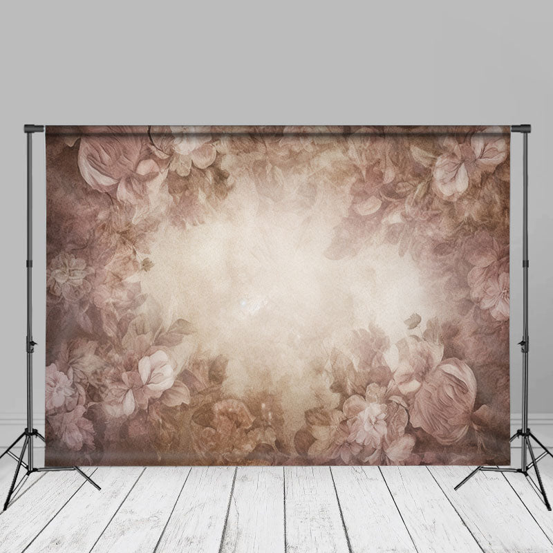 Lofaris Light Brown Retro Floral Fine Art Backdrop For Photo