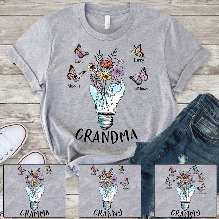 Lofaris Light Bulb Flower Butterfly Custom Mothers Day T-Shirt