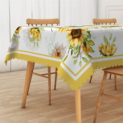 Lofaris Light Color Lines Sunflowers Yellow Lace Tablecloth