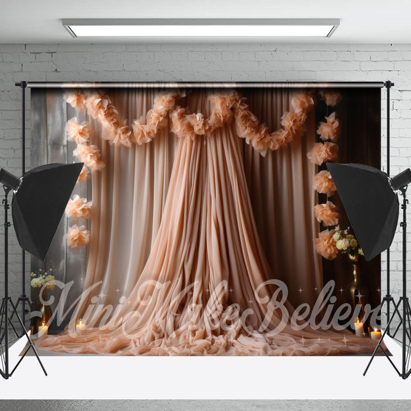 Lofaris Light Colored Gauze Curtain Board Floral Backdrop