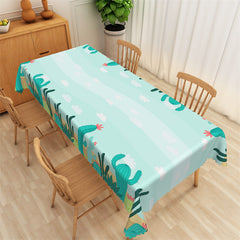 Lofaris Light Cyan Cactus Cloud Summer Rectangle Tablecloth