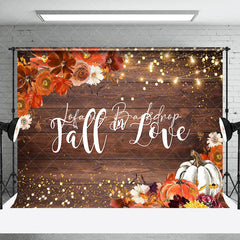 Lofaris Light Floral Fall In Love Wooden Wedding Backdrop