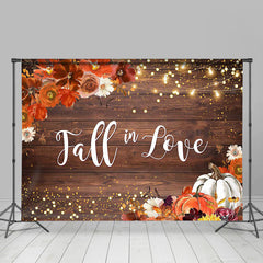 Lofaris Light Floral Fall In Love Wooden Wedding Backdrop