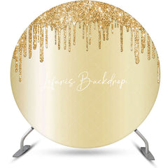 Lofaris Light Gold Solid Color Glitters Round Party Backdrop