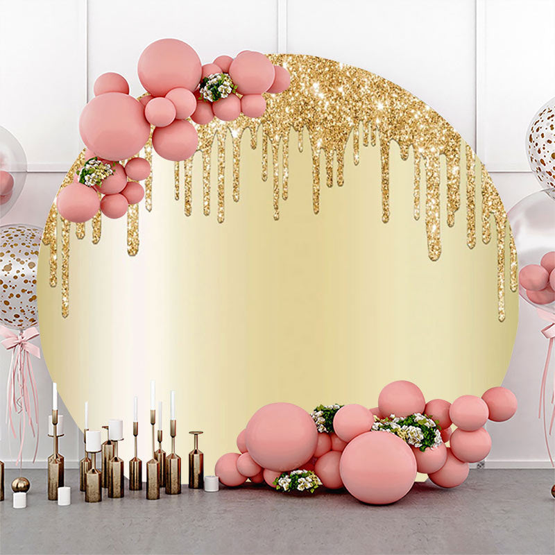 Lofaris Light Gold Solid Color Glitters Round Party Backdrop