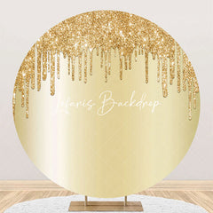 Lofaris Light Gold Solid Color Glitters Round Party Backdrop