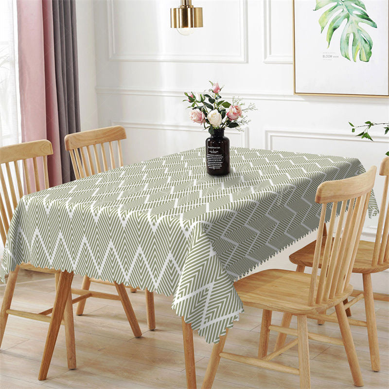 Lofaris Light Green Chevron Pattern Rectangle Tablecloth