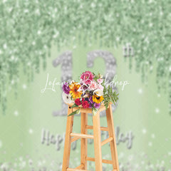 Lofaris Light Green Glitter Diamonds 13th Birthday Backdrop