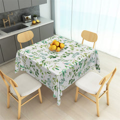 Lofaris Light Green Leaves Spring Dining Square Tablecloth