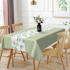 Lofaris Light Green Plant Leaves Spring Rectangle Tablecloth