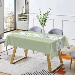 Lofaris Light Green Plant Leaves Spring Rectangle Tablecloth