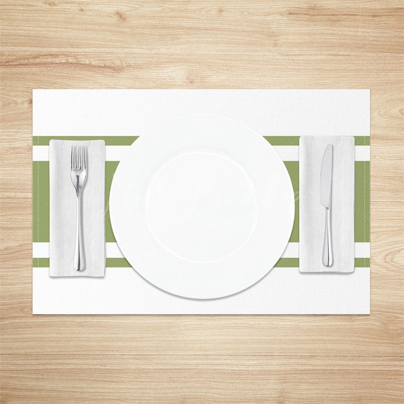 Lofaris Light Green White Line Set Of 4 Placemats For Table