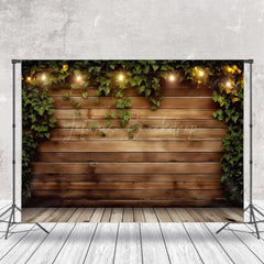 Lofaris Light Greenery Retro Wooden Wall Backdrop For Photo