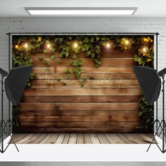 Lofaris Light Greenery Retro Wooden Wall Backdrop For Photo