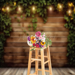 Lofaris Light Greenery Retro Wooden Wall Backdrop For Photo