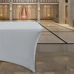 Lofaris Light Grey Fitted Spandex Rectangle Banquet Table Cover