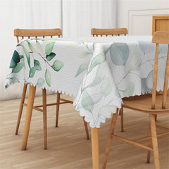 Lofaris Light Ink Green Color Leaves Rectangle Tablecloth