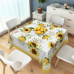 Lofaris Light Lines Sunflower Green Leaves Square Tablecloth