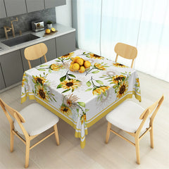 Lofaris Light Lines Sunflower Green Leaves Square Tablecloth