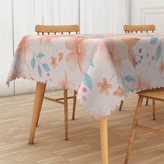 Lofaris Light Orange Floral Patterns Elegant Tablecloth