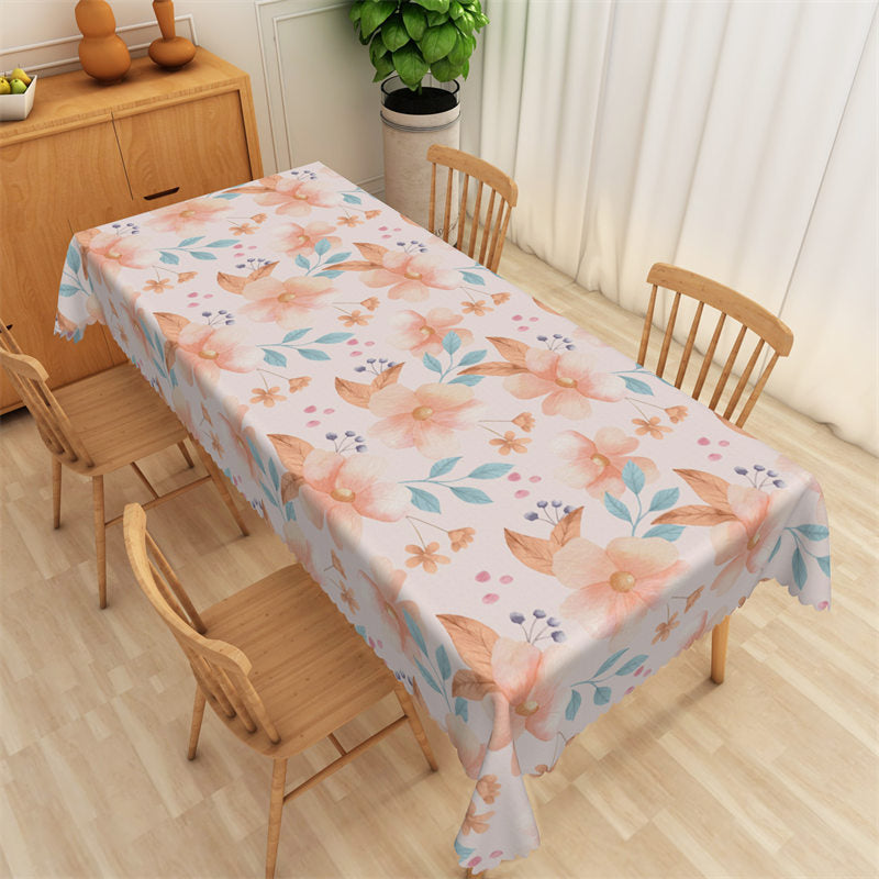 Lofaris Light Orange Floral Patterns Elegant Tablecloth